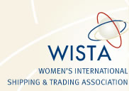 A logo for wista, women 's international shipping and trading association.